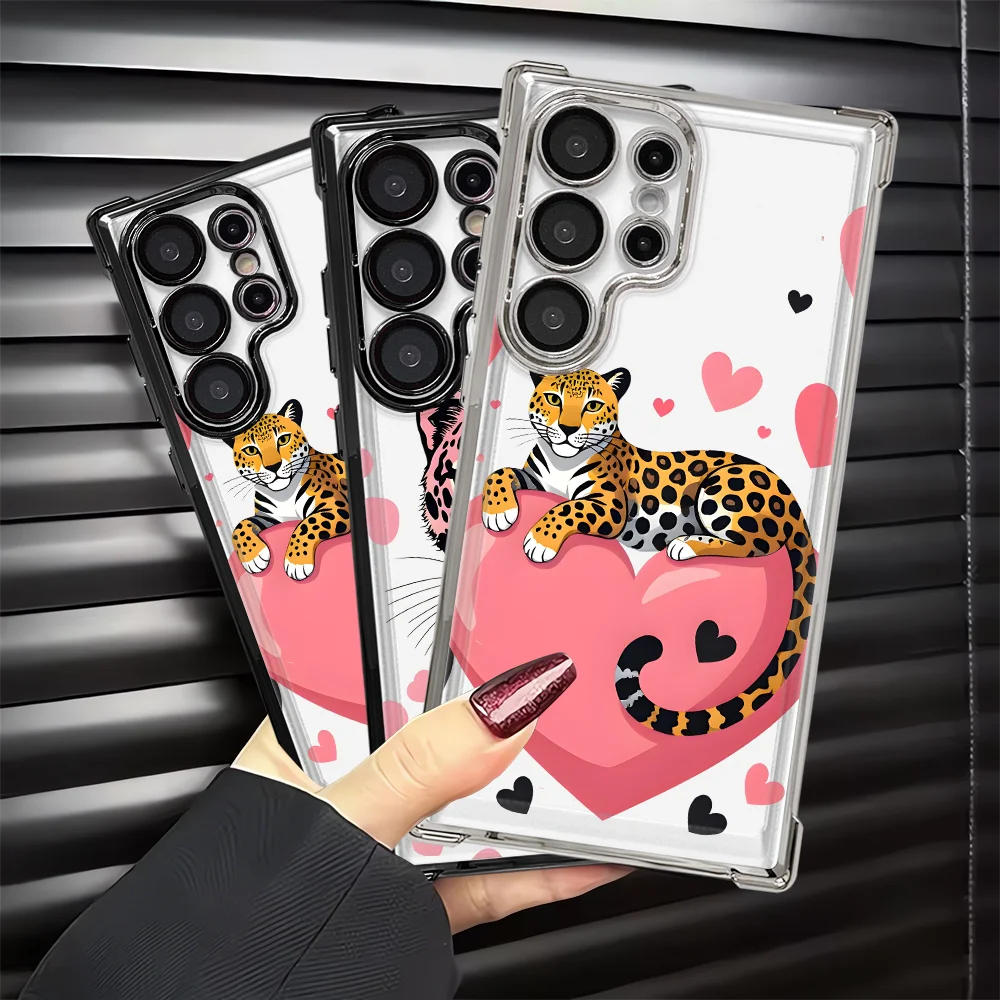 Cartoon Leopard Phone Cover Case for Samsung Galaxy S26 Ultra S24Ultra S21 Plus S25Ultra S22 Ultra S24 S20 FE S23 S25 Edge