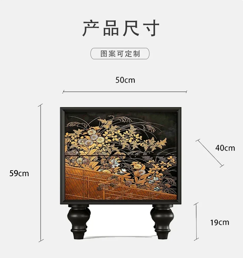 New Chinese classical bedside table retro solid wood French drawer storage bedside table