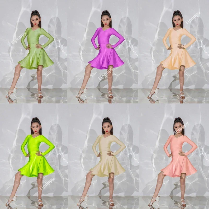 

Girls NationalStandard Ballroom DanceCompetition Dress Latin Dance Professional Dress Stage Practice WearChildren's costume show