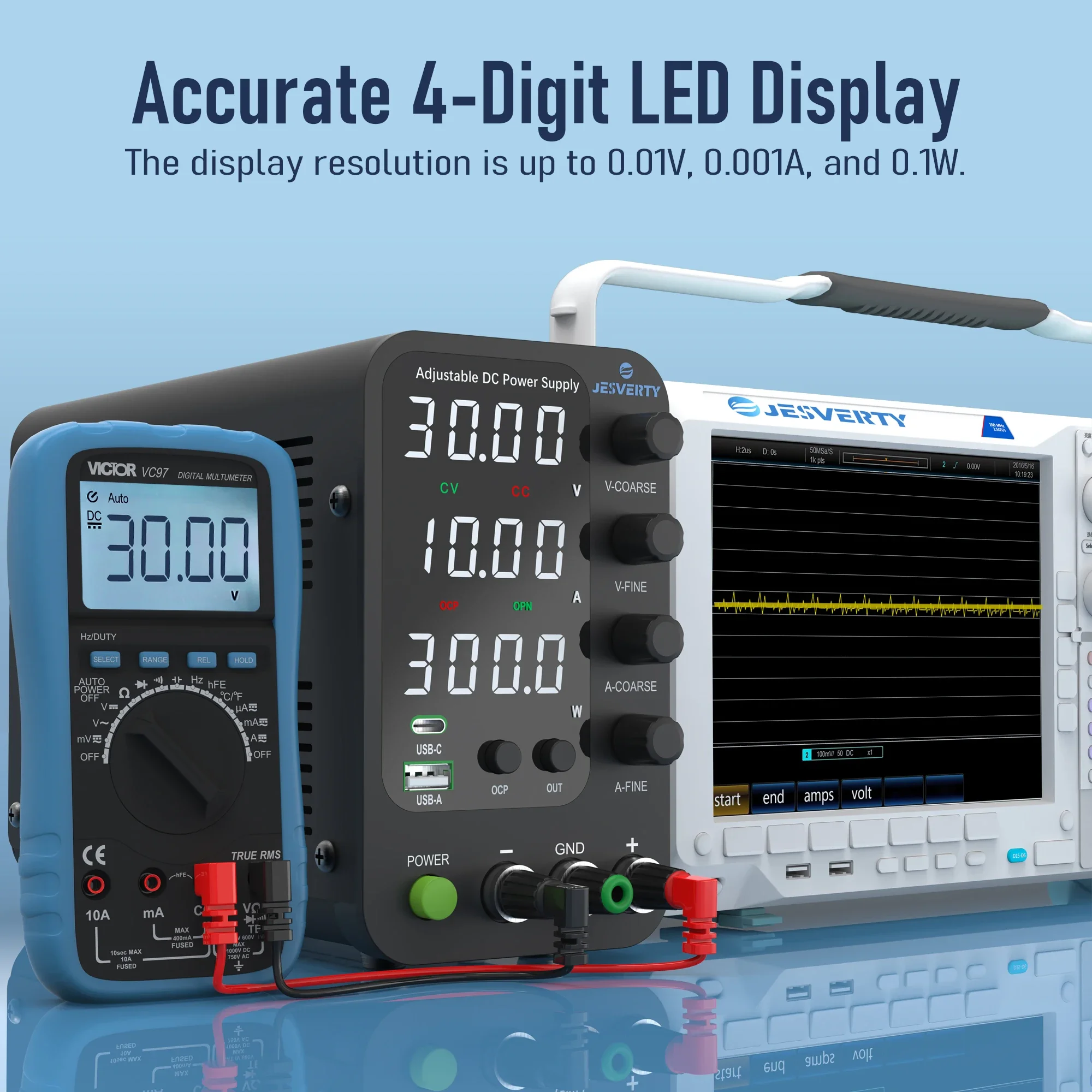 Alimentation cc réglable 30v 10a, banc de laboratoire, régulation d'encodeur, interrupteur de régulateur de tension d'alimentation de laboratoire