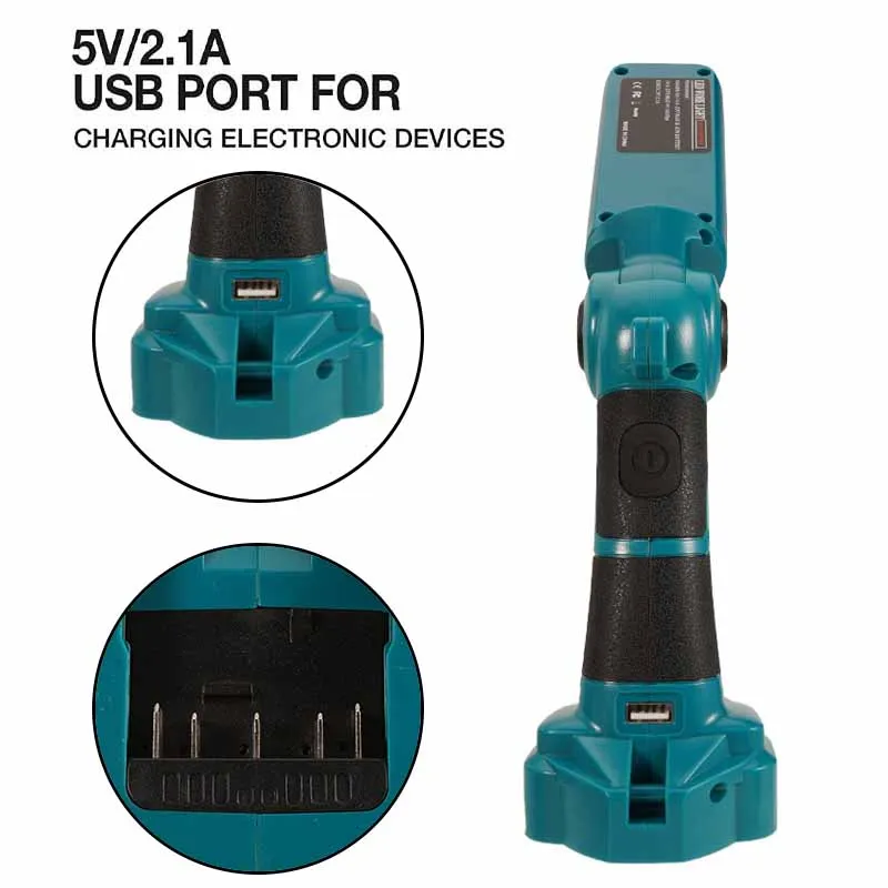 Imagem -03 - Portátil Conduziu a Luz de Advertência do Trabalho da Lâmpada para Bosch 14.4v18v Bateria do Li-íon Bat618 Bat609g Lanterna Exterior Lâmpada de Mesa com Usb 12w