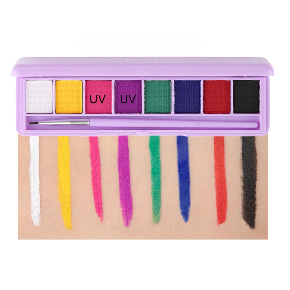 Gezichtsverf Palet Uv Fluorescerend Kind Facepaint Kit Glow Body Art Aqua Make-Up Halloween Eyeliner Kids Oogschaduw