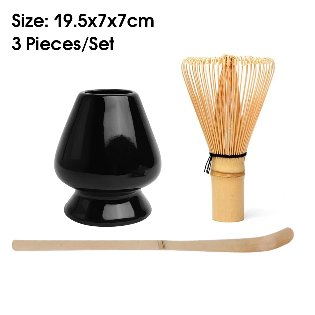 3 in 1 Matcha Set Bamboo Whisk Teaspoon Ceramic Bowl Tranditional Tea Sets Home Tea-making Tools Accessories Birthday Gifts