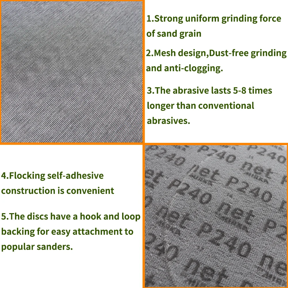 Imagem -06 - Polegada Discos de Lixamento de Malha Abraconjunto Gancho & Loop 225 mm Discos de Aperto de Malha P80-p400 Grãos para Polimento Acabamento de Massa de Carro Peças