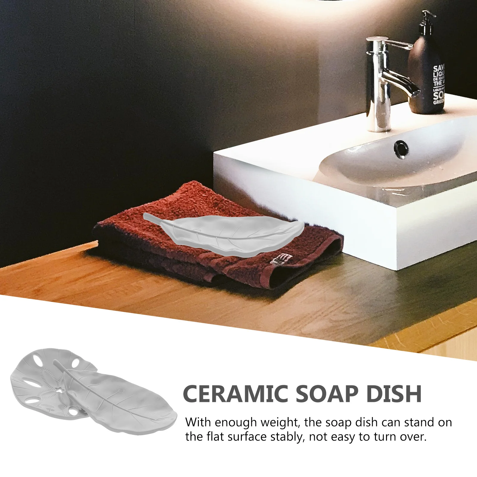 

4pcs Leaf Shaped Dish Draining Design Smooth Surface Plastic Tray For Bathroom Kitchen Shower Household Soap Container