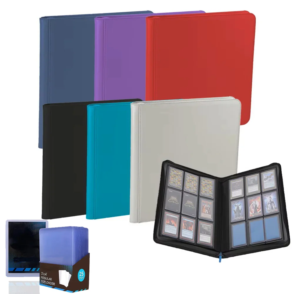 Il raccoglitore Toploader a 9 tasche contiene 252 contenitori Toploader per carte collezionabili, carte sportive, compatibile con TCG MTG in Toploaders da 3"x4".