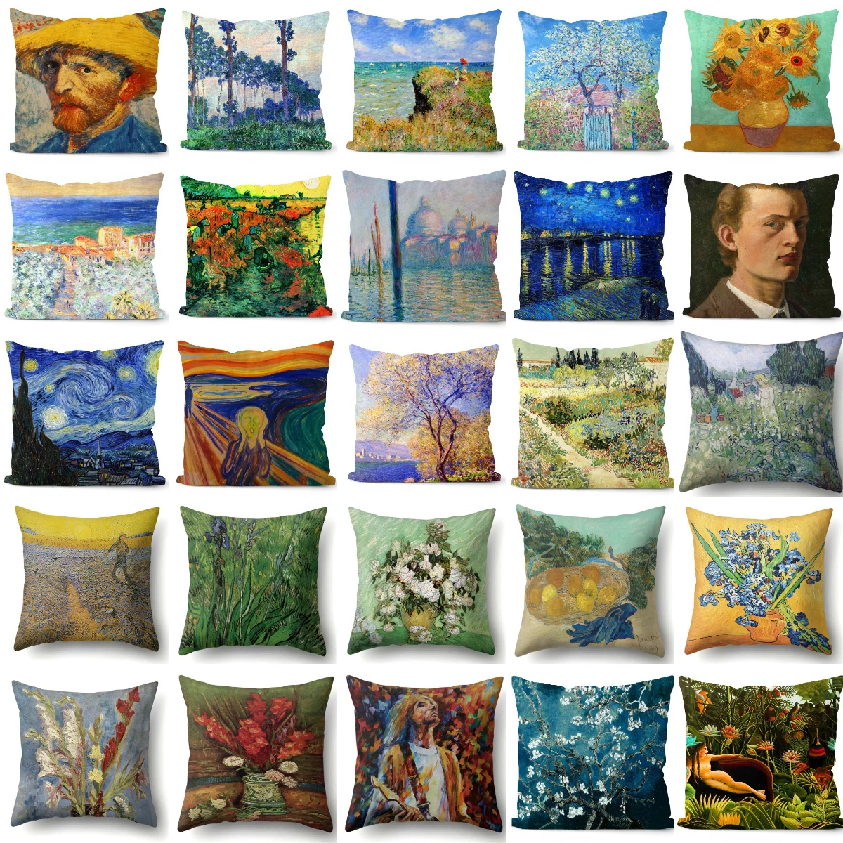 

Van Gogh Oil Painting Cushion Cover Famous Vintage Art Decorative Polyester Pillowcase Livingroom Decor Sofa Throw Pillow Cover