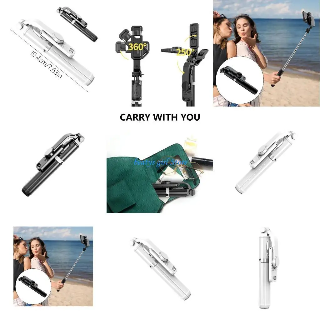 

C7AB Q02 Desktop Bluetooth-compatible Selfie Tripod for Smartphones Stainless Steel Telescopic Selfie 7-Section Adjust