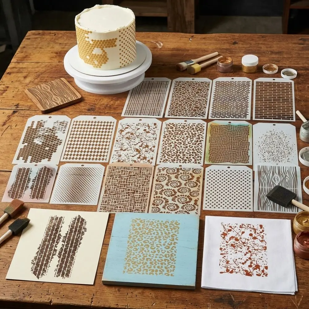16pcs DIY Grid Texture Stencil Set for Painting