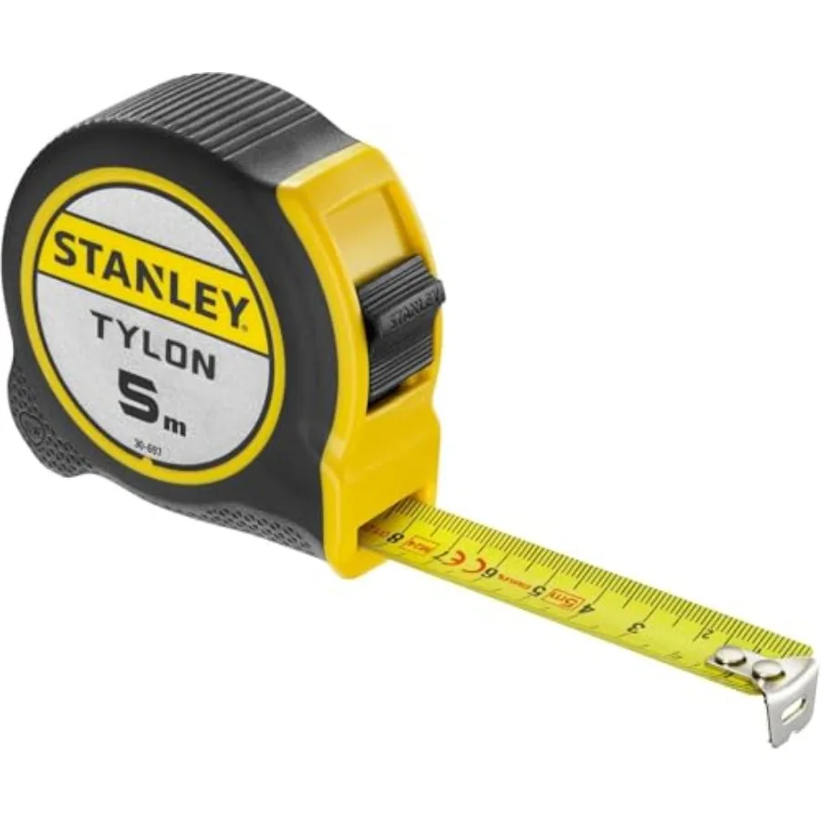Ruban à mesurer Stanley 0-30-697 Tylon 5 m x 19 mm, boîtier ergonomique bi-matériau, ruban en acier laqué, crochet à 2 rivets, position de verrouillage