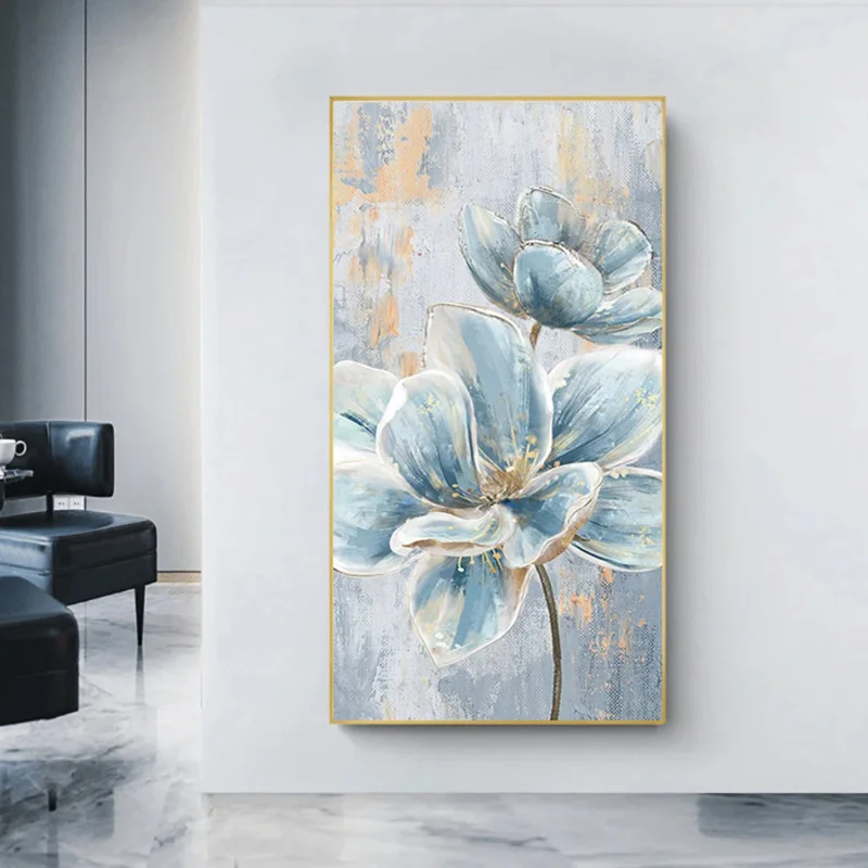 

Handmde Lotus Painting Abstract Flower Oil Painting On Canvas Hand-Painted Thick Texture Canvas Painting For Hotel Home Decor