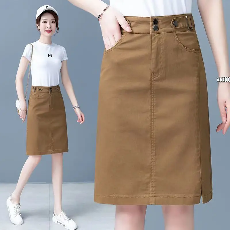 Short Skirt For Women Spring And Summer New High-Waisted A-Line Bag Hip Skirts Casual Solid Korean Fashion Clothes Streetwear