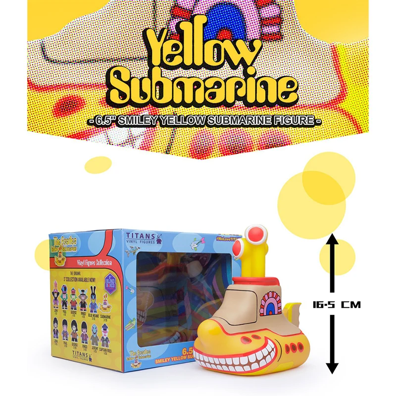 Original Titans The Beatles Yellow Submarine Titans Vinyl Full Case Figure dolls Collection 4.5inch Figures Model Kit Action Toy