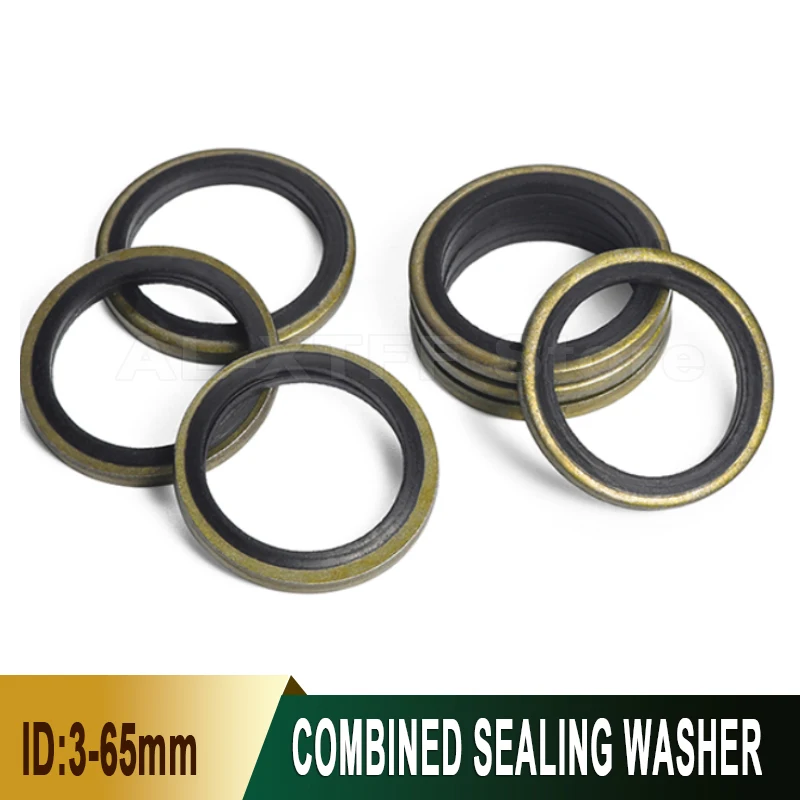

2-50Pcs Gasket Seal Inner Diameter 3/4/5/6/8/10/12-65mm Adhesive Gasket Metal Rubber Drain Plug Gasket Seal O-Ring Combination
