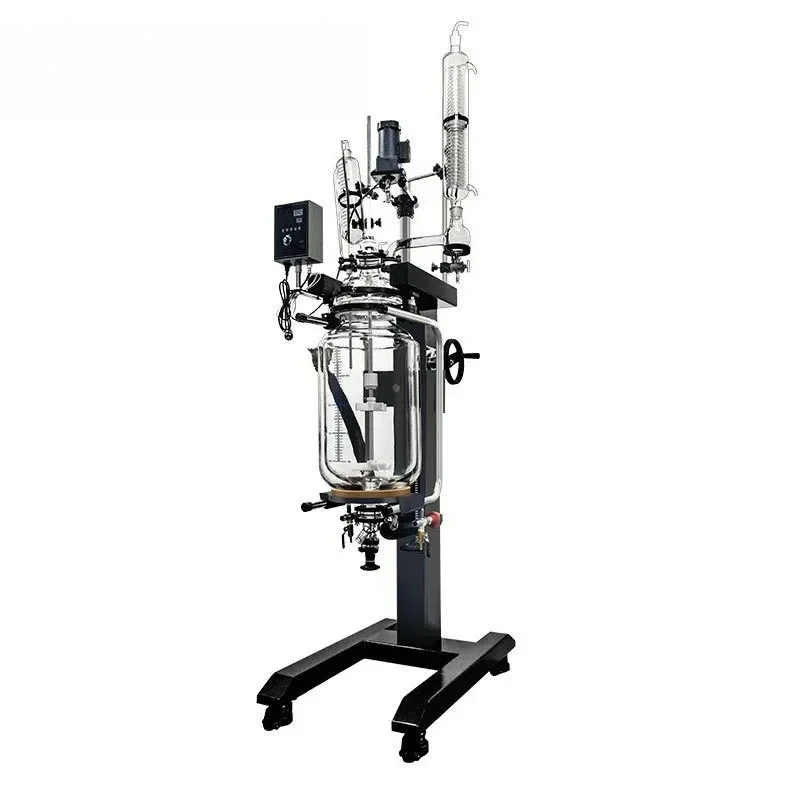 Double-layer glass reactor, laboratory electric heating, rotatable lifting, vacuum jacket kettle
