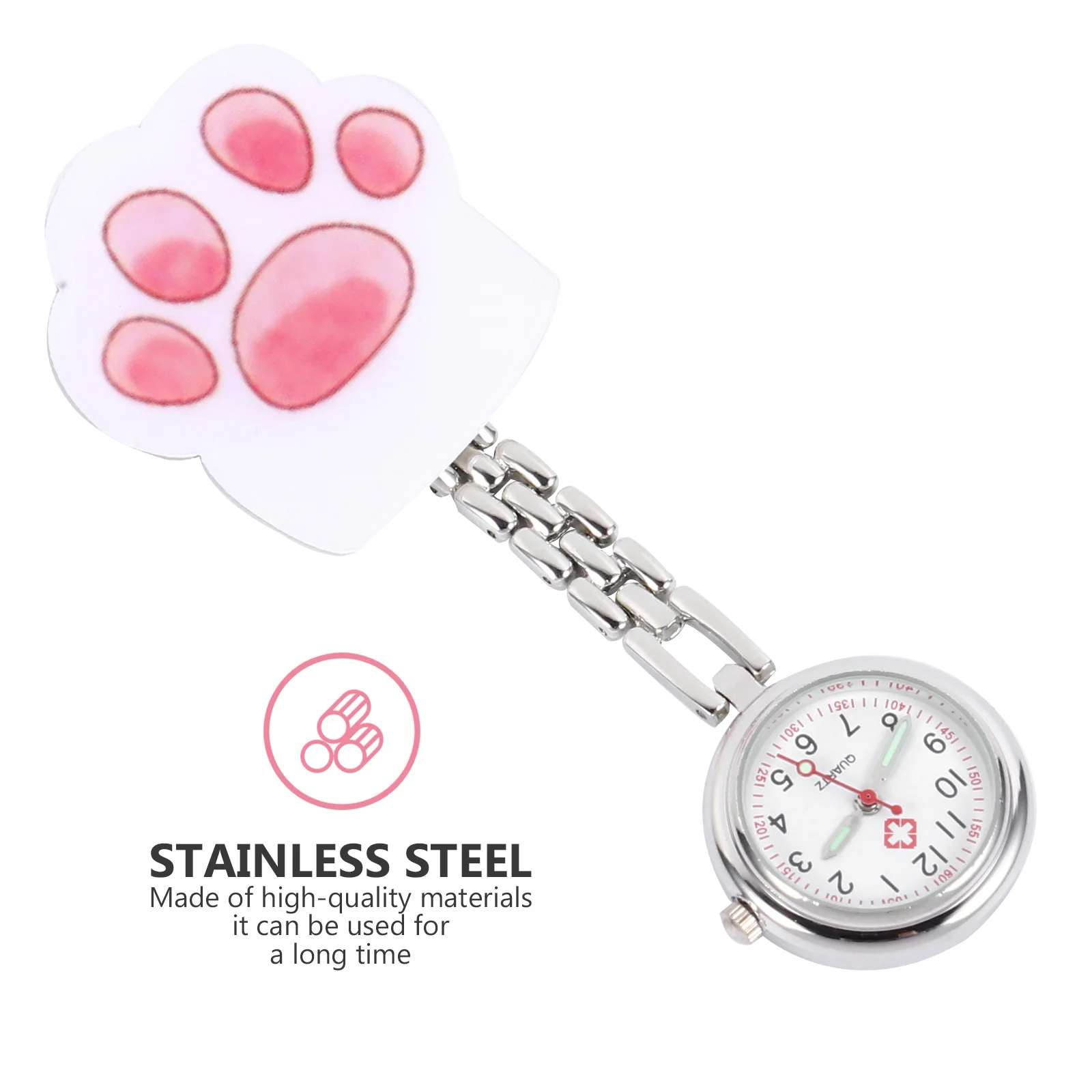 

1 pc Cat Paw Nurse Watch Luminous Electronic Pocket Watch For Doctors Nurses Hospital Staff Gift Round Alloy Quartz Timepiece