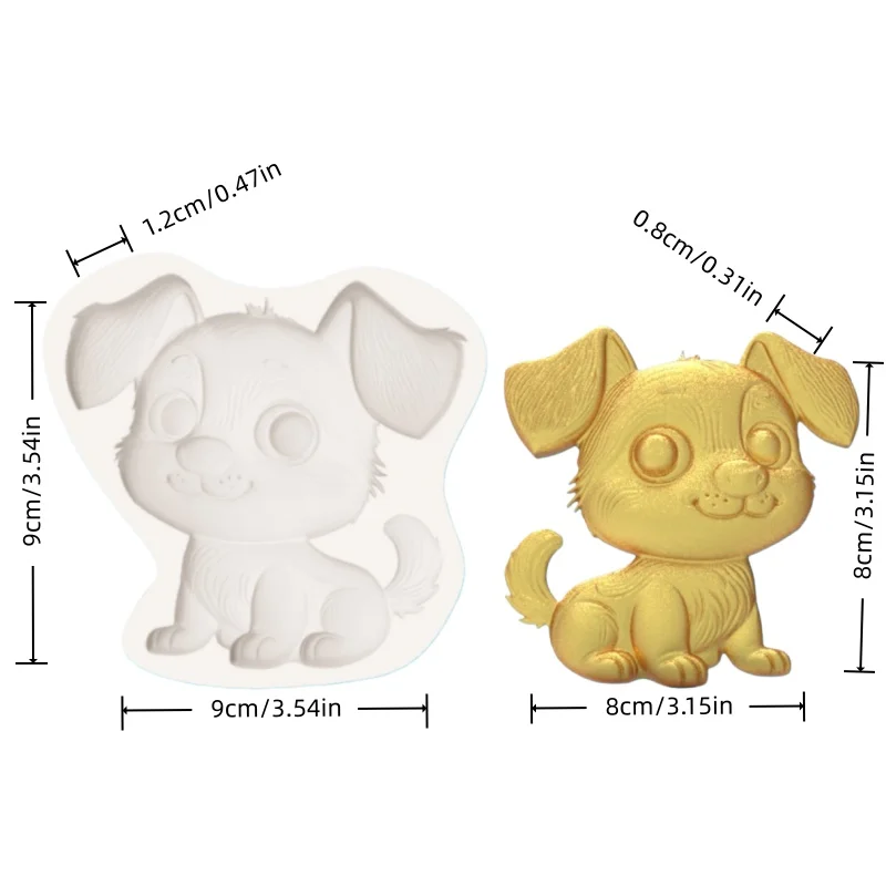 ​ ​ Exquisite Puppy Mold with Big Eyes and Cute Curled Tail, Finely Detailed, for Making Desserts, Fondant, Chocolate, and Candy, DIY Silicone Mold view 2