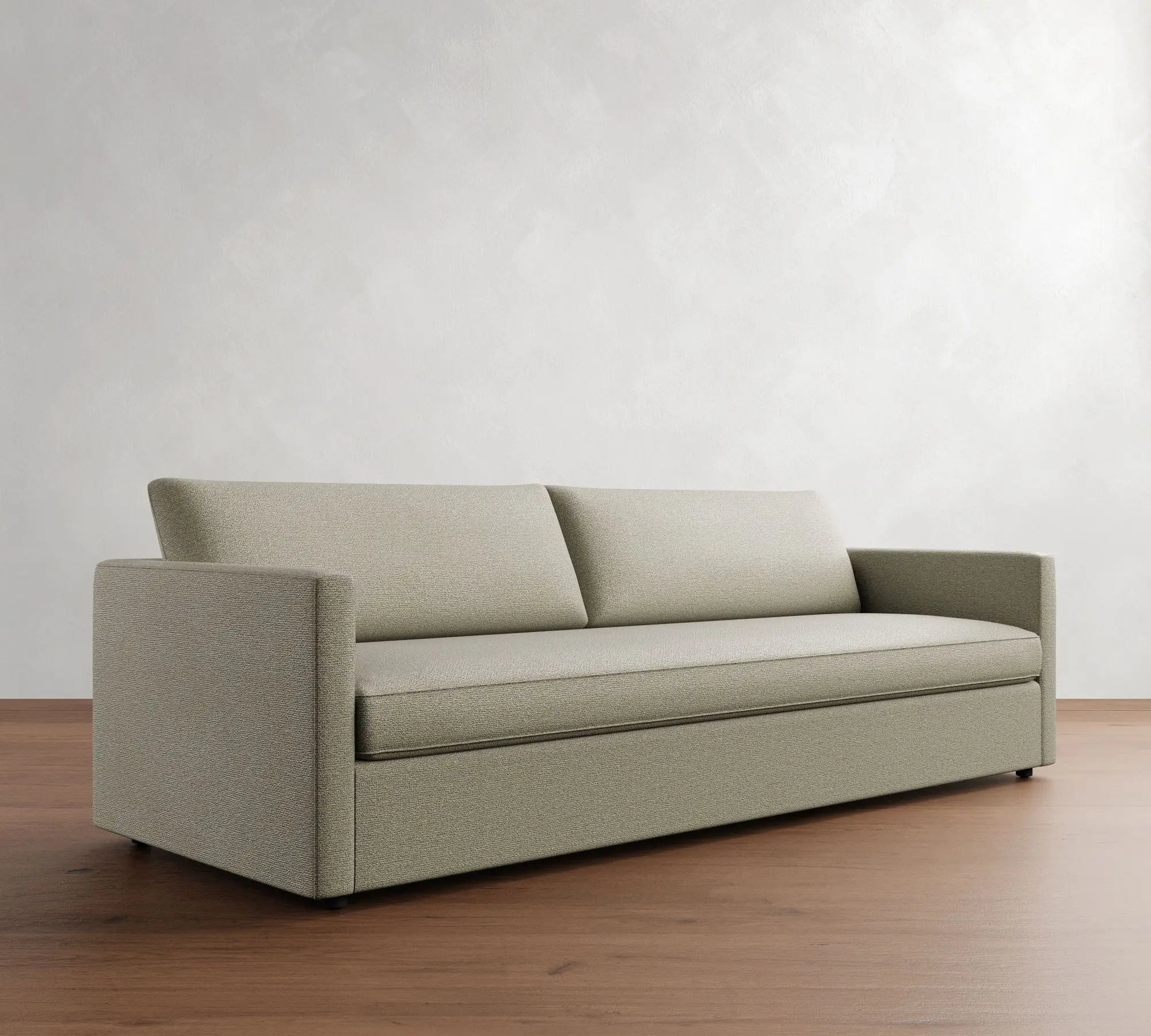 Square Arm Fixed Cylindrical Black Finish Loose Cushions Polyester Wrapped Core Bench Cushion Seat Compressed Sofa