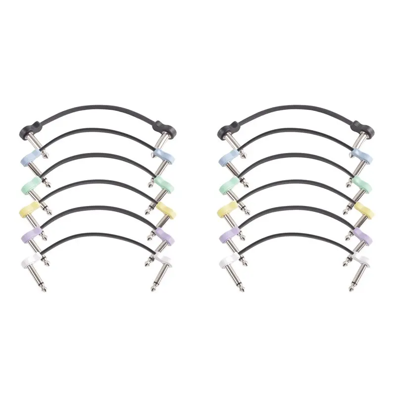 ABKV-12 Packs 16Cm Guitar Effect Pedal Flat Patch Cables Instrument Guitar Pedal Cable Connectors Patch Cable Multicolor