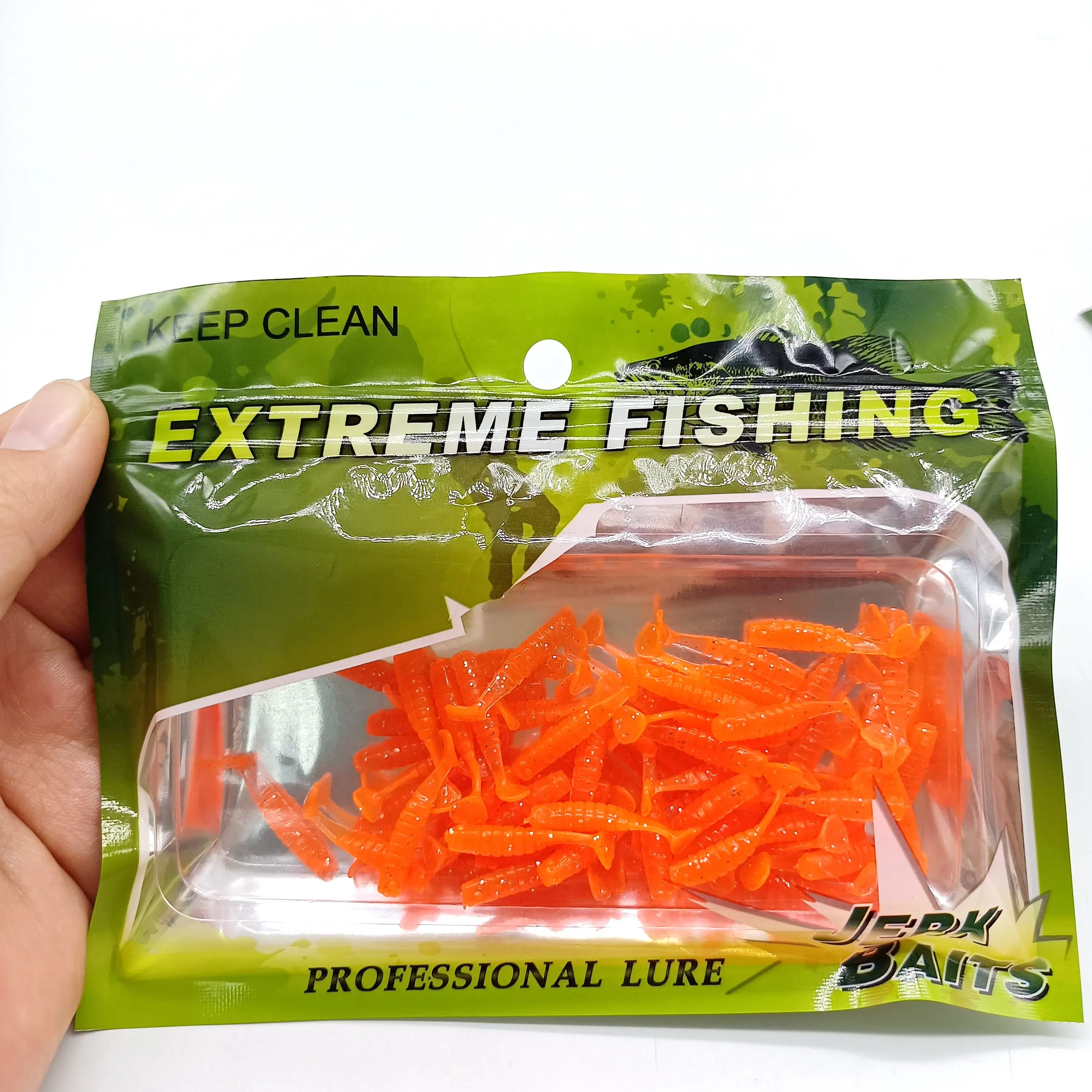 DUODUOYU 50 Stück Mini-T-Schwanz-weiche Angelköder, 0,2 g/25 mm, kleiner Fisch, künstlicher Köder, Jig, Wobbler, Bass, Hecht, Angelgerät – Detail 13