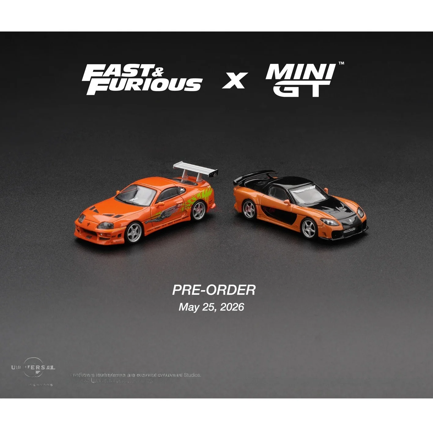 MiniGT  Supra1250 Mazda RX71251 Velocidade e Fúria GT :64 Modelos de Carros em Liga Metálica Colecionáveis Pré-venda p...