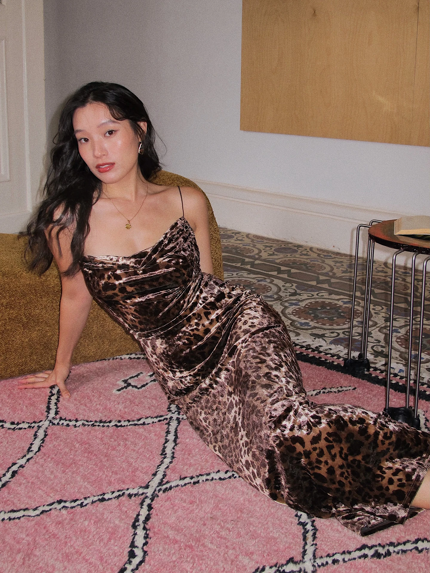 

Velvet Leopard Print ter Dr Women Slimming Sexy Bal Long Dr Soft Velvet Fabric No Sve Wedding Par Wear