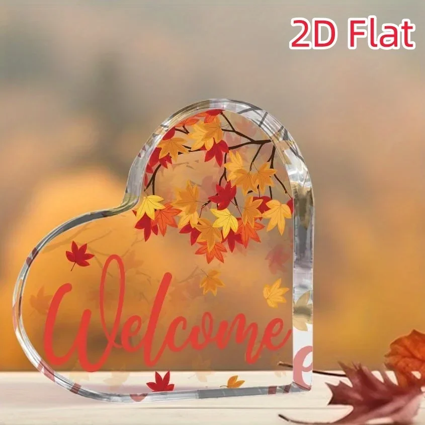 Fall Season Heart Desktop Keepsake, Thanksgiving Home Decoration
