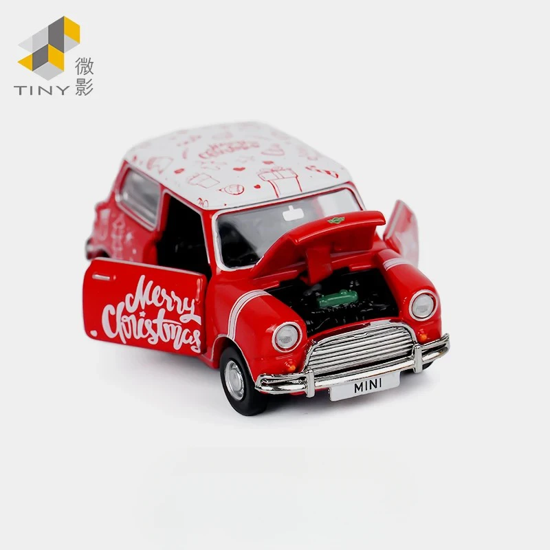 Tiny 1/50 Mini Cooper Mk 1 Kerst 2024 Legering Speelgoed Motorvoertuig Diecast Metaal Model