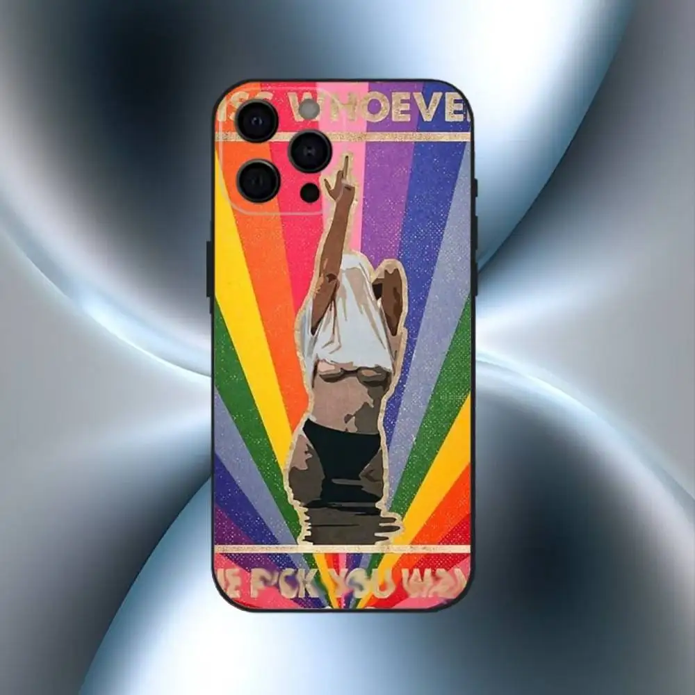 Rainbow Pride Phone Case For iPhone17,16,15,14,13,12,11 Plus,Pro Max Soft Black Cover