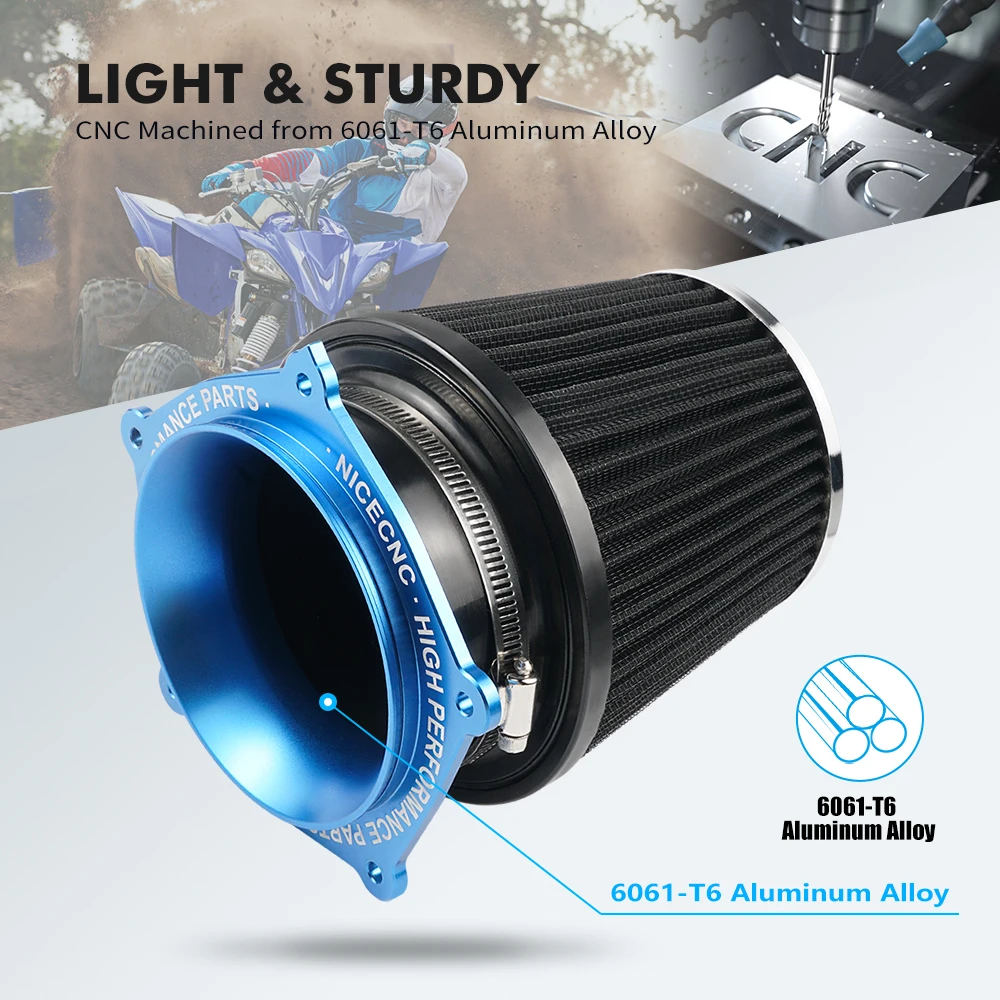 

NICECNC For Yamaha YFZ450 YFZ450R CNC Machined Aluminum Air Filter Cleaner Airbox Adapter For Yamaha YFZ 450R 450 YFZ ATV
