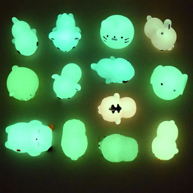 5-50Pcs NEW Glow Kawaii Toys Cute Animal Antistress Decompression Mochi Toy Soft Sticky Squishi Stress Relief  Funny Gift Toys