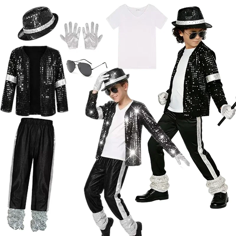 Disfraz de Michael Jackson para Niños, Traje de Cantante Superestrella para Halloween, Carnaval, Actuaciones, Baile, Cosplay y Fiestas