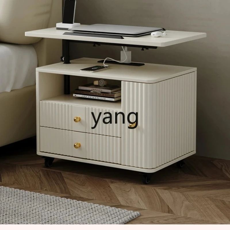 

yjq Lifting Bedside Table Creative Bedroom Cream Style Movable Shelves Multifunctional