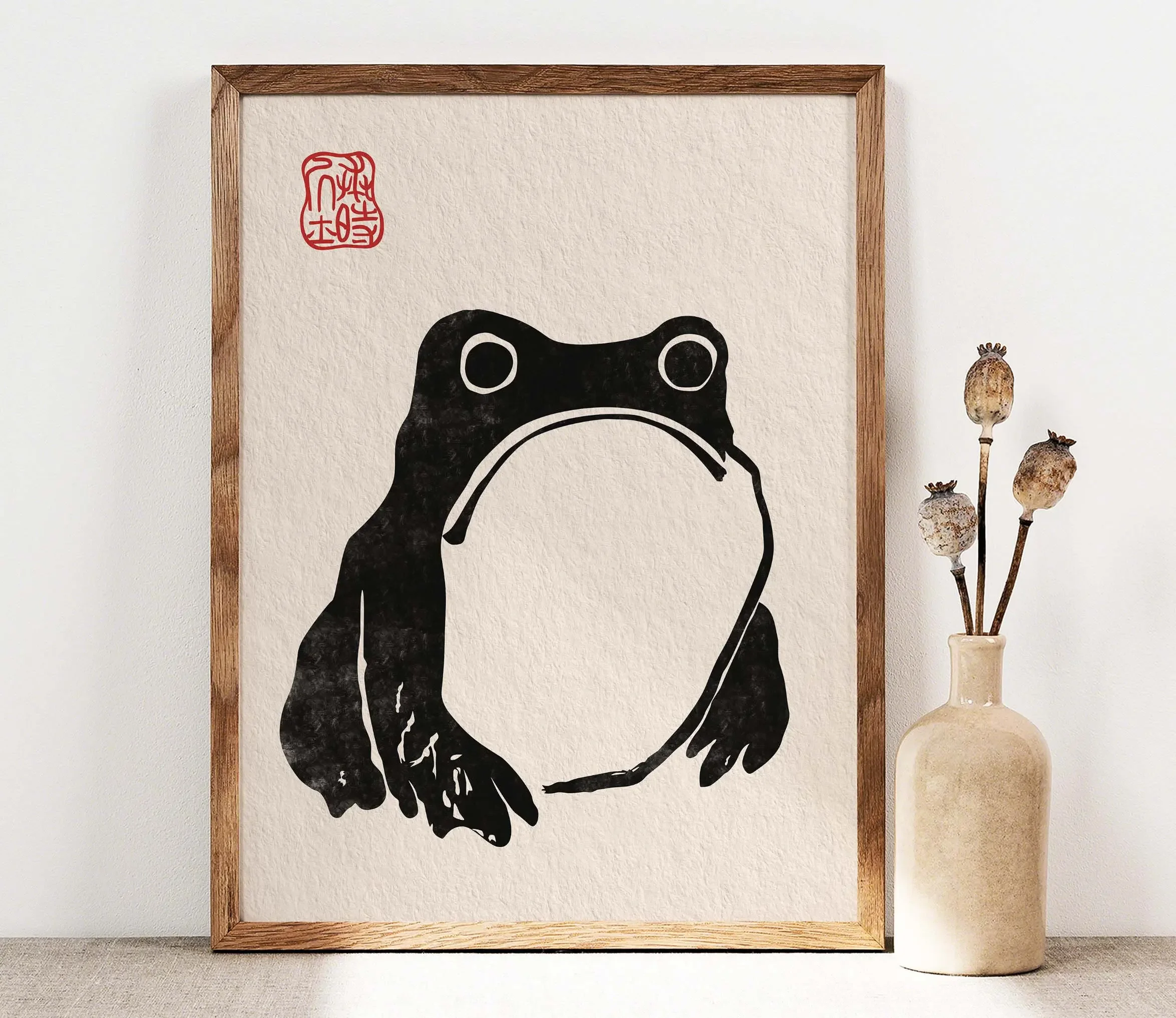 Vintage Animal Wall Art Japanese Black and White Print Pictures Home Decor Gifts Matsumoto Hoji Funny Frog Canvas Painting