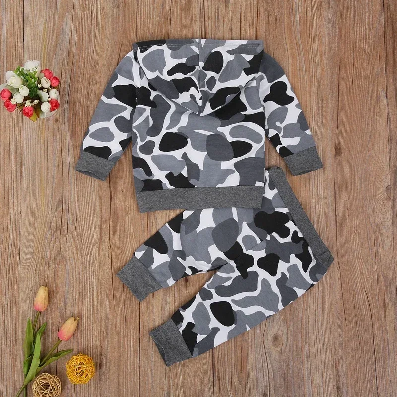 Autumn Winter Baby Boys Girls Clothes Set Camouflage Hoodies Pullover and Pants 2 Pieces Suit Kid Sport Jogger Sweatshirt Outfit