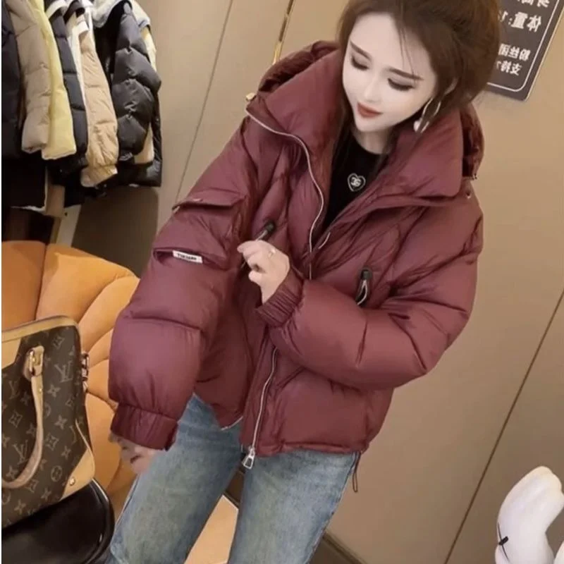 

Trendy Winter Thickened down Cotton Jacket Women's Loose Style Bread Coat Korean Version with Hat Cold-proof Spring Autumn