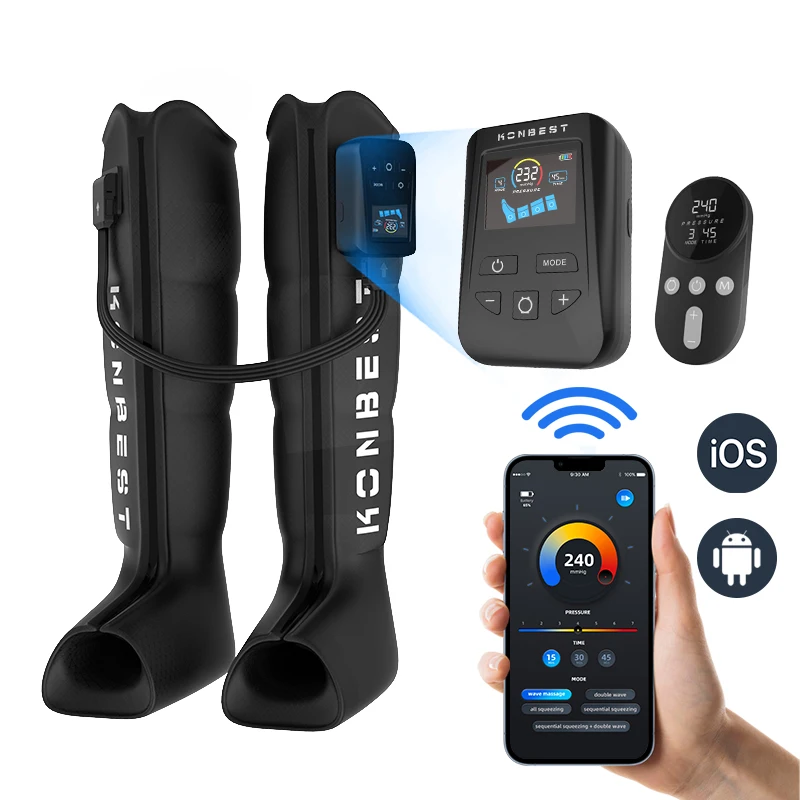 

Rechargeable Leg Air Compression Sleeve Therapeutic Massager Motion Recovery Pump Boots with LCD Touch Screen