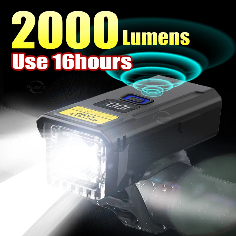 2000 lúmens luz forte interruptor de luz da bicicleta recarregável mountain bike luz noite equitação mountain city ciclismo luz