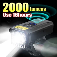 Luz potente de 2000 lúmenes para bicicleta, interruptor con Sensor, luz recargable para bicicleta de montaña, luz para ciclismo de montaña y ciudad