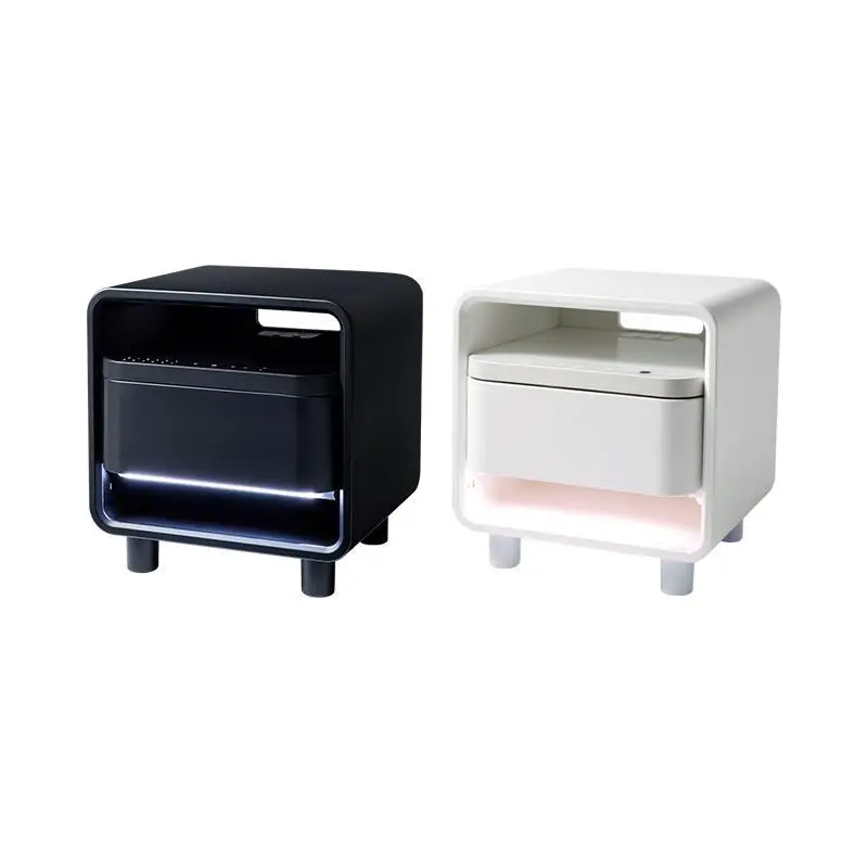 8H smart bedside table fingerprint wireless charging safe password cabinet networking night light speaker multi-function