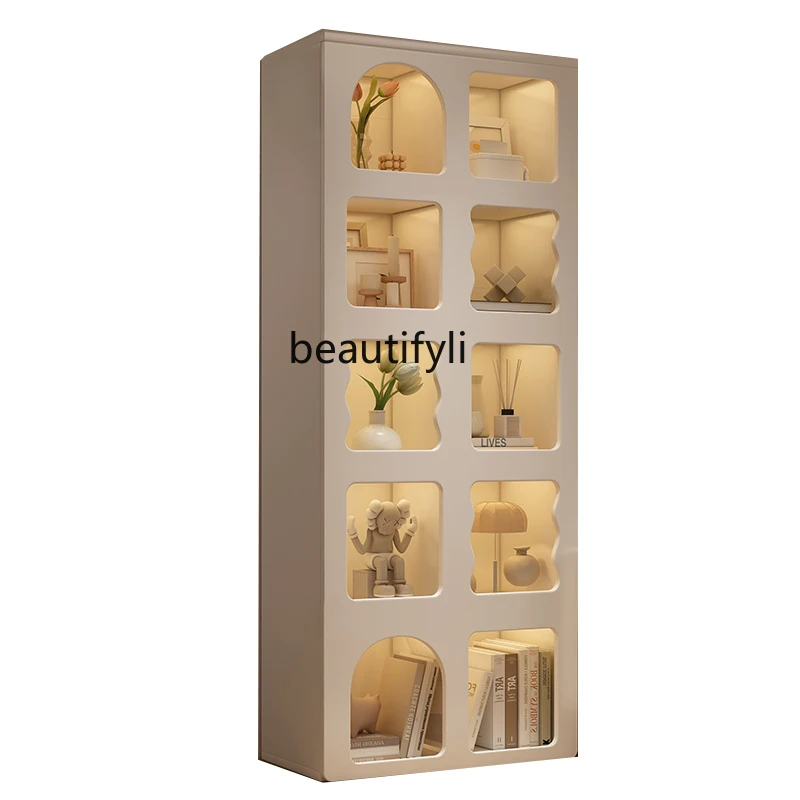 

Cream Wind Bookcase Living Room Storage Floor Storage Display Cabinet Small Bookshelf