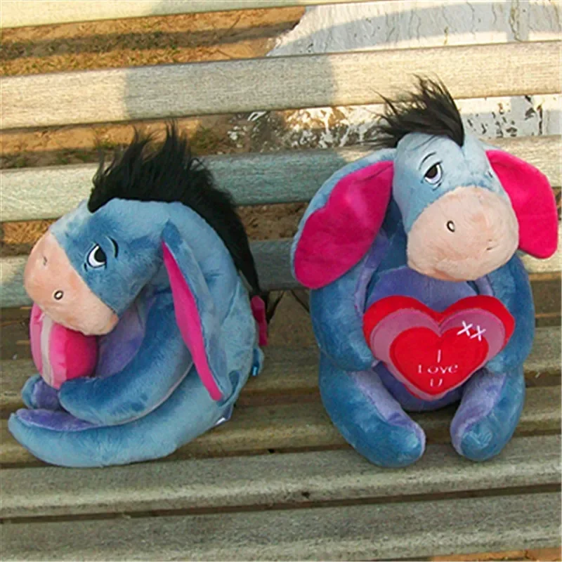 Disney Winnie The Pooh Eeyore Donkey Plush Soft Doll with I LOVE U Heart Toys Cartoon Cute Valentine's Day Gift Lover's Gifts