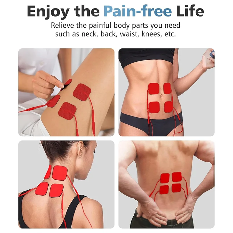 وسادات THIVN-Electrodes وسادات بديلة لوحدة TENS قابلة لإعادة الاستخدام وخالية من اللاتكس باللون الأحمر