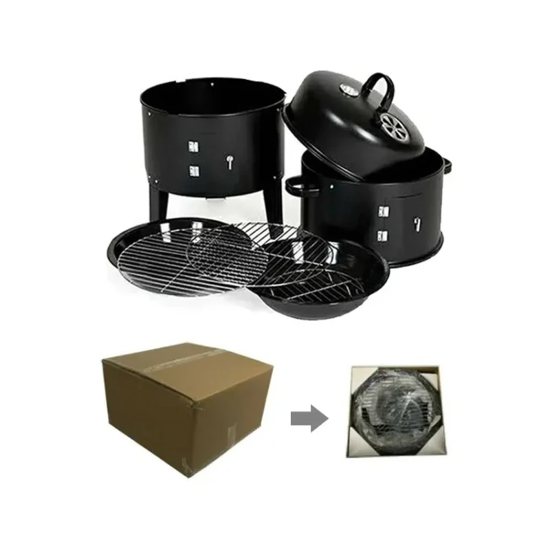 

3 In 1 Smokeless Charcoal Grill 3 Story Tower Barrel BBQ Oven Smoker Patio Cooking