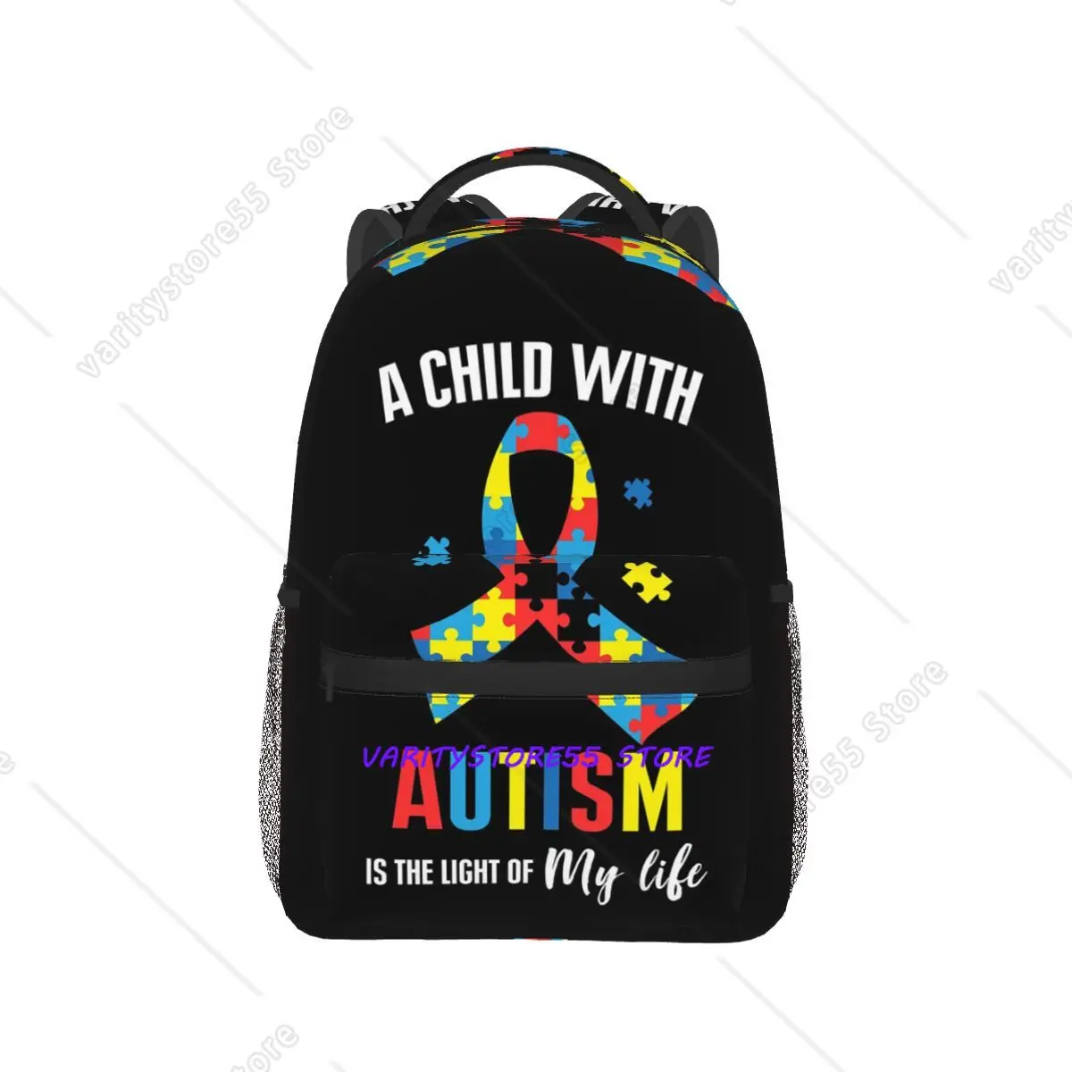 Colorful Autism Awareness Backpack Hot Sale Daypack Large Capacity Boys Girls BookBag School Bag Shoulder Bags for Men Women