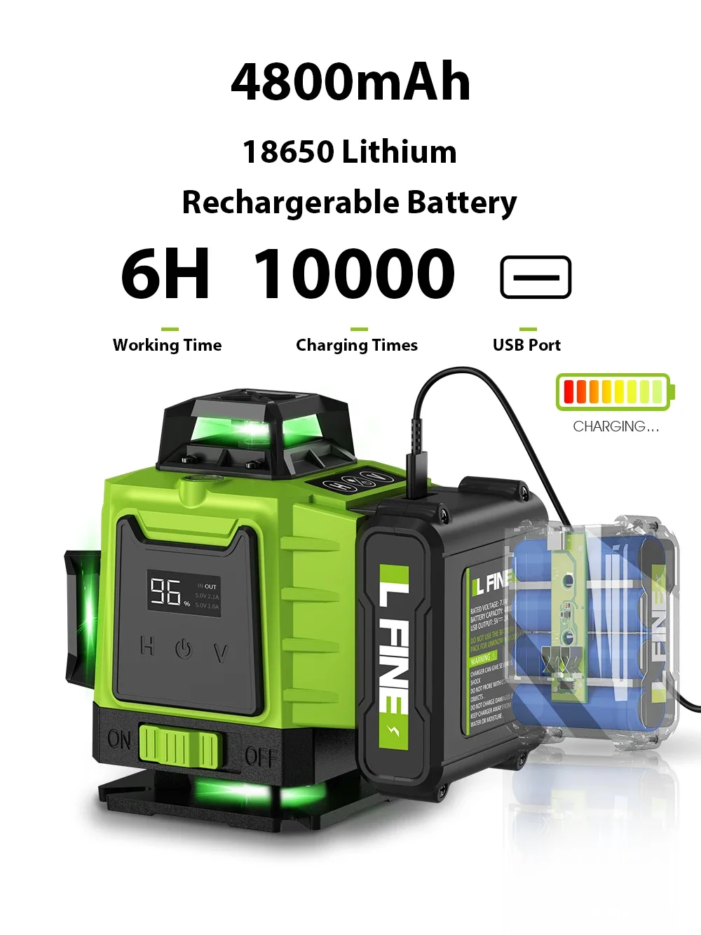 LFINE 3D/4D Laser Level 12/16 Linien horizontal und vertikal mit Fernbedienung 8 Linien 360 ° Selbstnivellierende Lasernivellierer