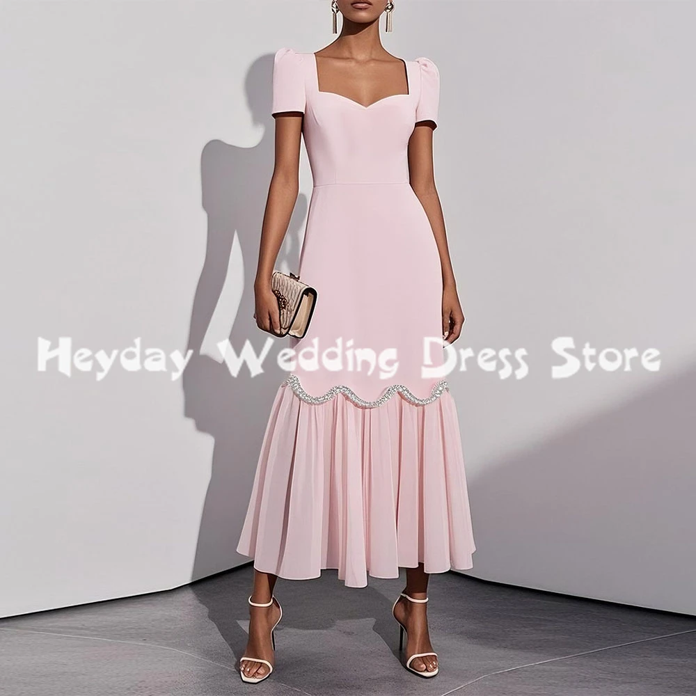 

Heyday женские простые вечерние платья трапециевидной формы из бисера по индивидуальному заказу с короткими рукавами длиной до пола, элегантные вечерние платья 2025