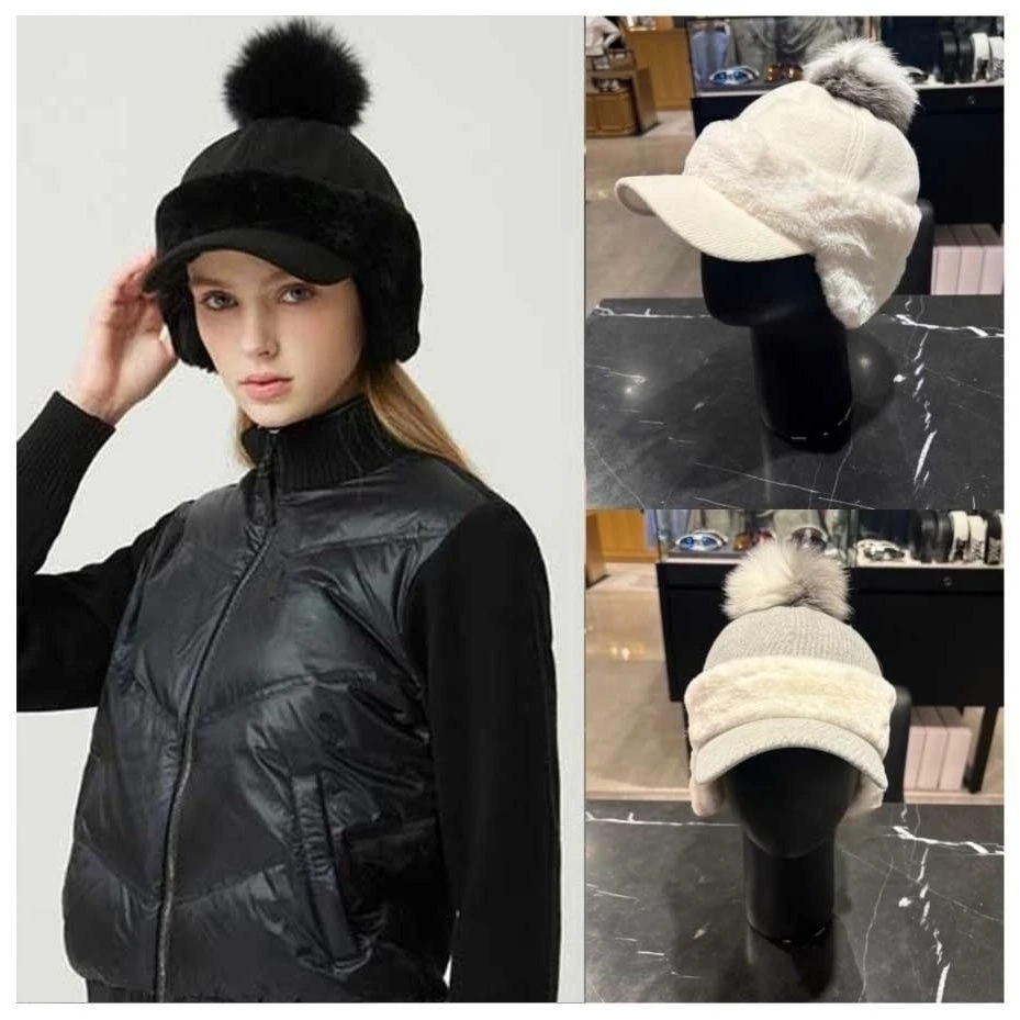 

Шапка-ушанка с помпоном для гольфа 2026 года, осенне-зимняя, на флисовой подкладке, теплая модная бейсболка, универсальная уличная шапка-траппер для защиты от холода