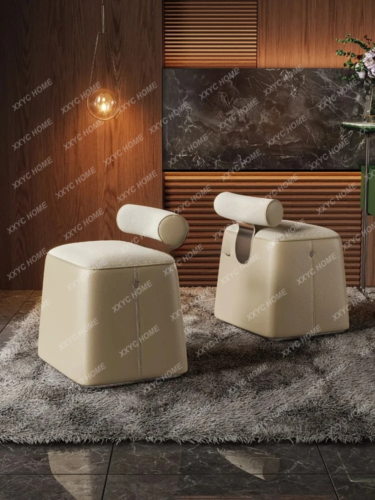 JJLarge And Small Apartment Chenille Flannel Square/Italian Simple Bedroom Dressing Stool