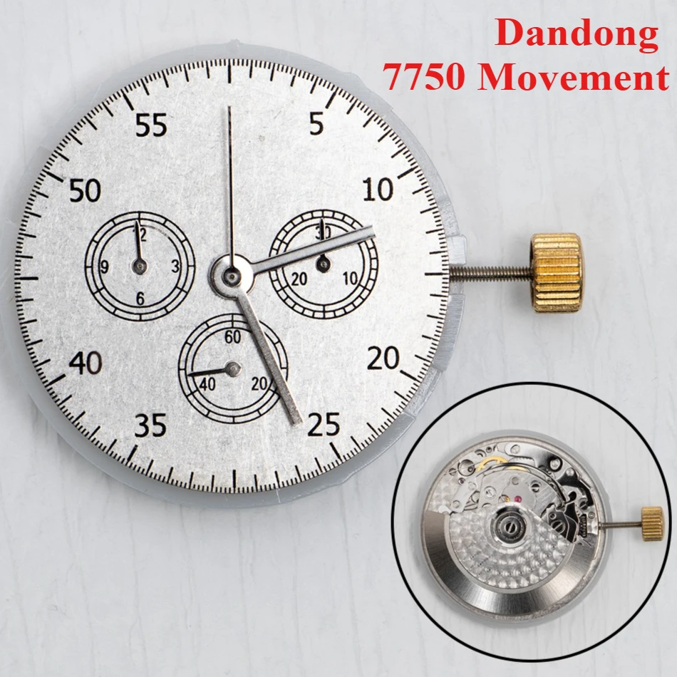 

7750 Movement China Dandong Automatic Watch Movement Chornograph 7750 Mechnical movement 6 PINS with 4.5 date